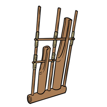 Cartoon Indonesian angklung bamboo musical instrument illustration PNG