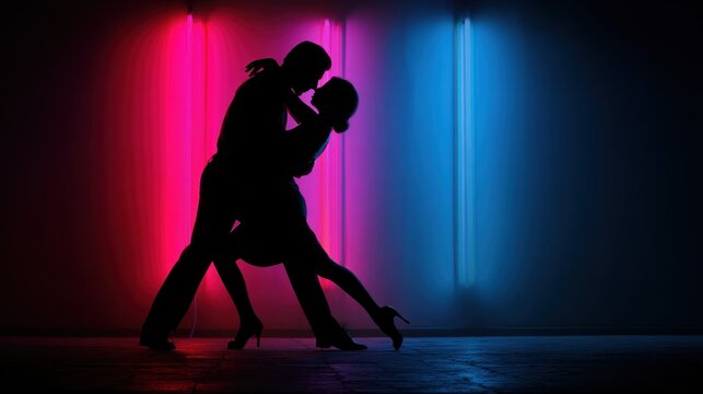 Couple dancing silhouette romantic mood