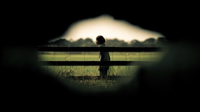Boy standing near wooden fence outdoors