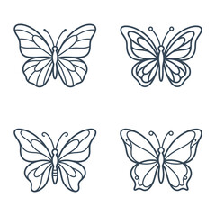 Obraz premium Black and white butterflies line art.