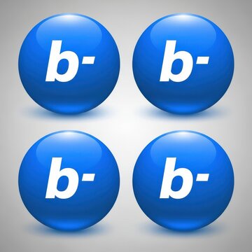 Four blue glossy circular icons with the letter b and a minus sign
