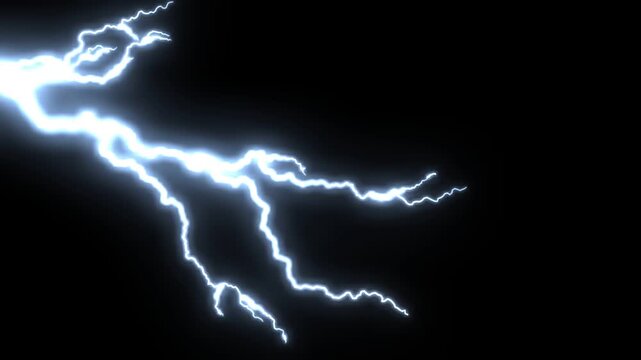 A continuous video clip of intense lightning striking in a dark stormy environment