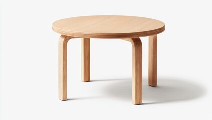 Fototapeta premium Simple, round, light-wood coffee table