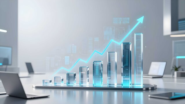 Modern business growth visualization featuring premium finance, innovation, and market expansion