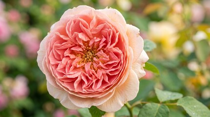 Obraz premium Close Up of a Blooming Pink Rose in a Garden