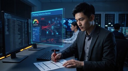 Fototapeta premium Cybersecurity - Phishing Detection Review by Security Professional