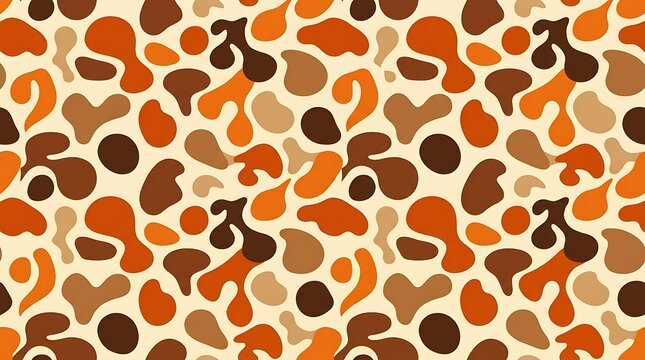 Seamless abstract organic shapes pattern in earth tones