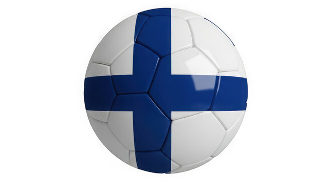 Soccer ball with the national flag of Finland design isolated on transparent background