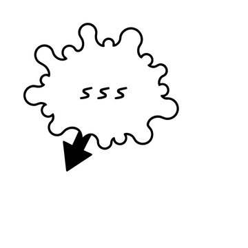 Speech bubble with sss and arrow