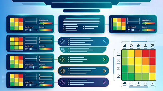 Digital risk assessment dashboard with heatmaps and data interface