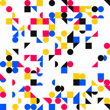 Abstract geometric pattern with colorful shapes on white background