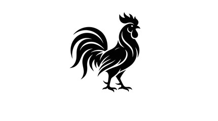 Black Silhouette Rooster Side View. © Muhammad