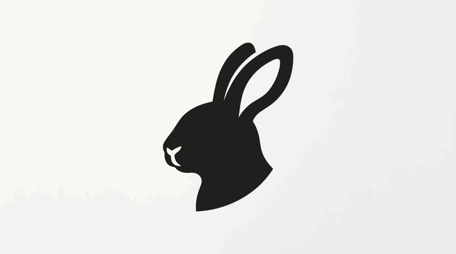 Black silhouette of rabbit head.