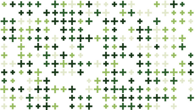 Abstract pattern of green plus signs on white background