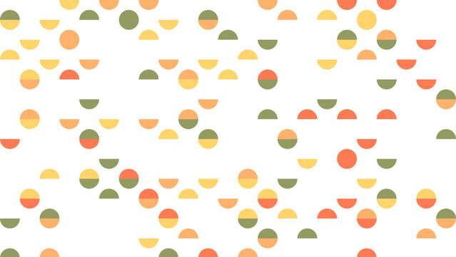 Abstract pattern of colorful semi circles and dots on white background