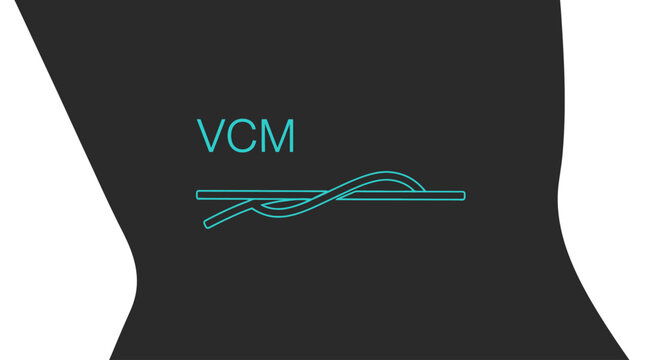 VCM text with wire diagram on dark background