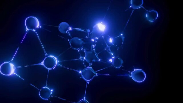Abstract 3D Glowing Molecular Network Animation.