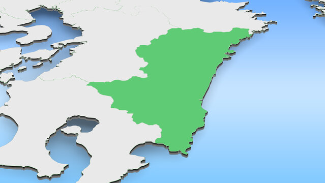 宮崎県の3D地図イラスト 九州地方 日本地図 エリアマップ 地域素材