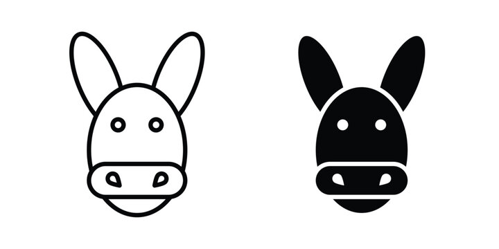 Donkey icon thin line symbol pack