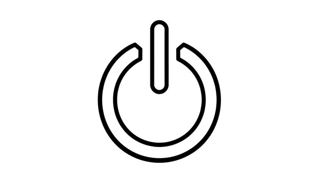 Minimalist black circular symbol with arrow.
