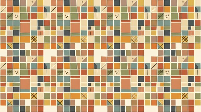 Abstract geometric mid century modern pattern in muted earth tones