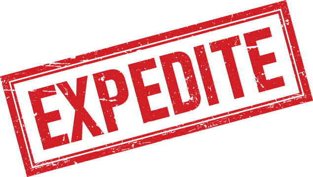 Grunge red rectangular rubber stamp with the word Expedite for urgent delivery and high priority document processing