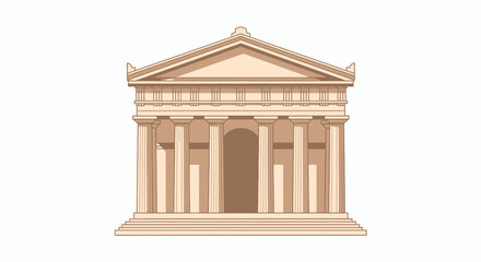Fototapeta premium Classical temple facade with grand columns and a pedimented entrance.