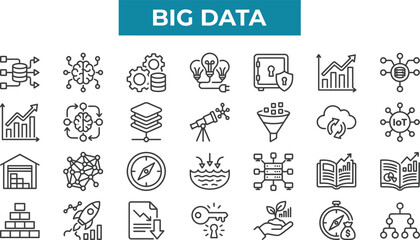 Fototapeta premium Big Data Analytics Management and Information Processing Icons