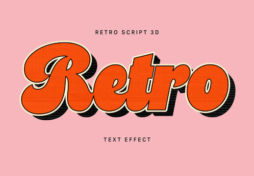 Retro Script 3D Text Effect