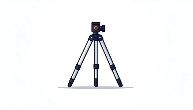 Modern black tripod stand for camera equipment.