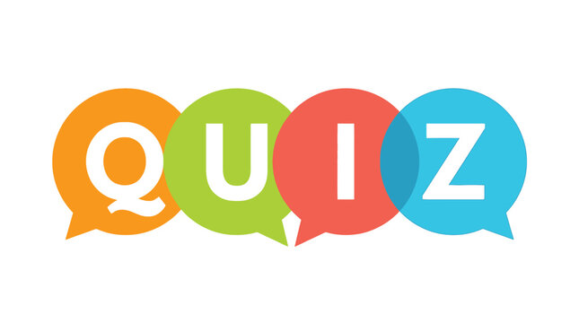Colorful quiz text in speech bubbles. Online test concept with vibrant chat icons.
