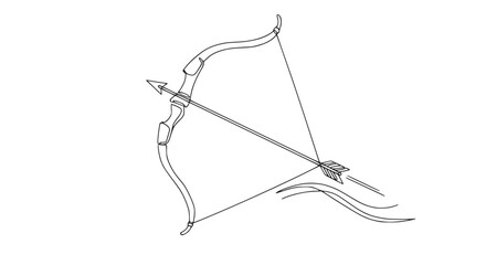 Fototapeta premium Archer's Bow and Arrow, Minimalist Line Art, Ready to Shoot