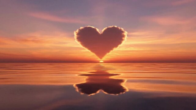 Heart shaped cloud over calm ocean sunset scenic view sea love romantic sky nature