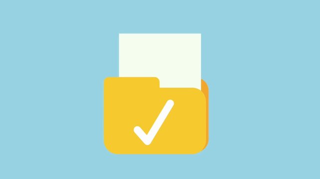 Yellow Folder with Checkmark and Document File Icon.