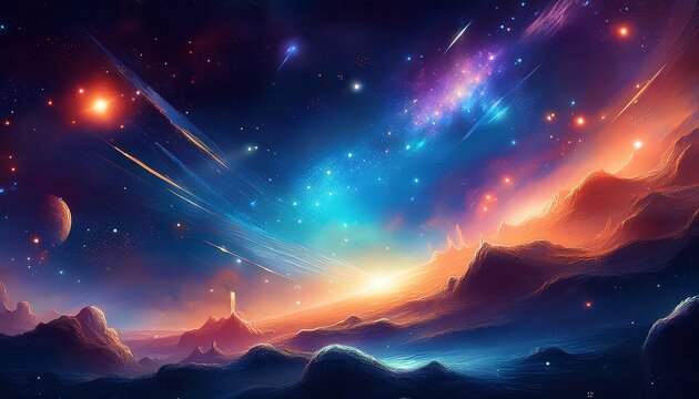 cosmic dreamscape galaxies nebulae and shooting stars galaxy space cosmos