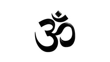 Om Symbol Black and White - Sacred Hindu and Buddhist Icon