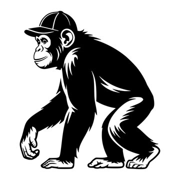 Chimpanzee Wearing a Baseball Cap