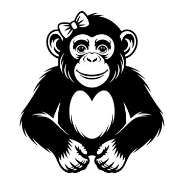 Chimpanzee Wearing a Coquette Bow