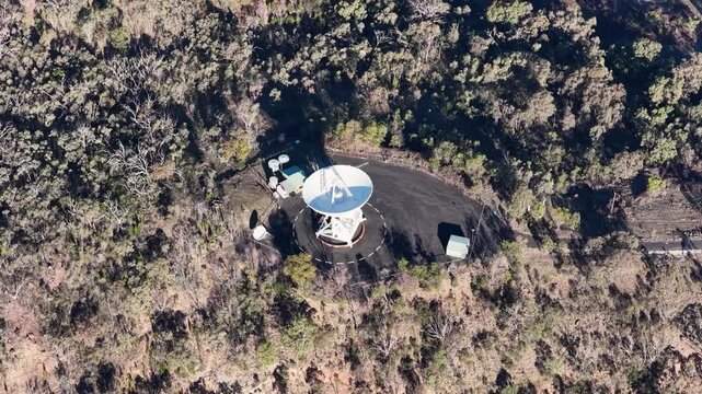 Aerial View of Siding Spring Observatory Radio Telescope in Australia