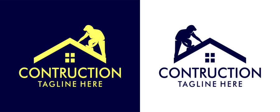 home construction services logo icon, roof repair, builder symbol, contractor, home building services, business, company, residential, symbol, estate, architecture, home, property, builder, vector
