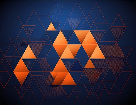 abstract geometric background of dark blue and orange triangles