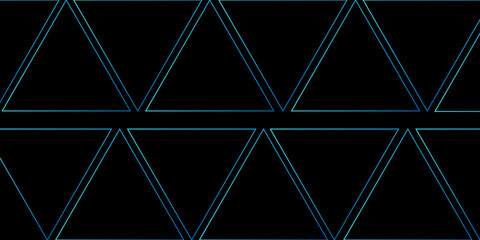 Fototapeta premium Abstract Neon Blue Triangle Pattern on Black Background