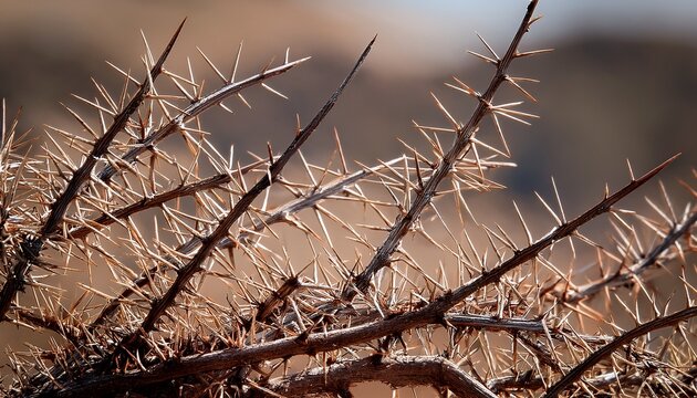 dried thorny branches close up