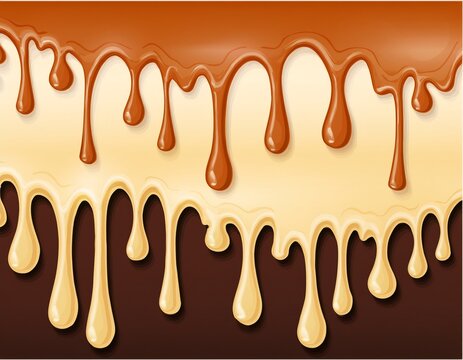 dripping caramel and chocolate sauces
