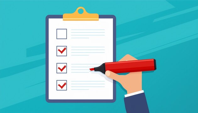 hand placing red marker on urgent priority list normal