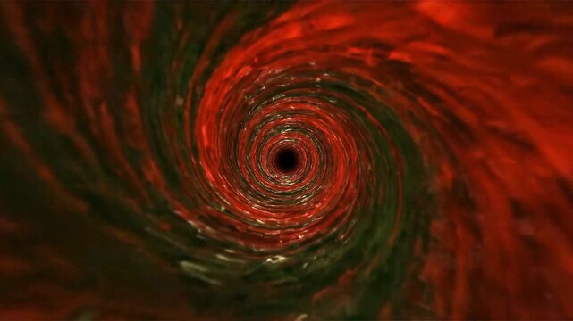 Abstract red fire spiral tunnel motion background swirl vortex lava orange rotating