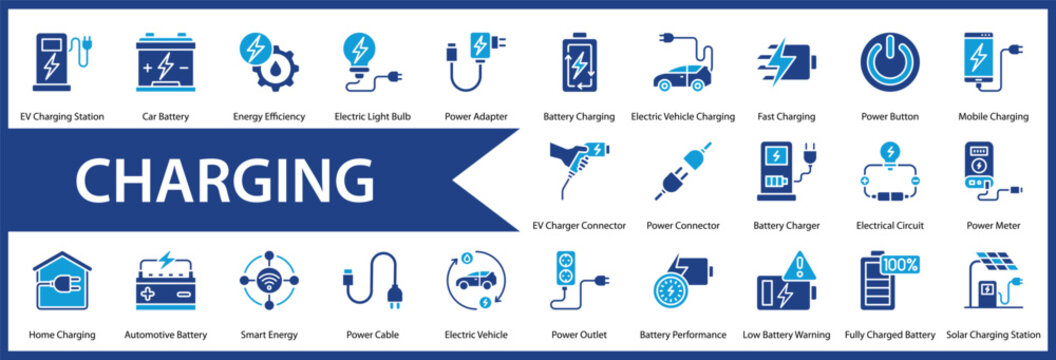 Charging web icon set and collection