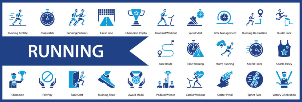 Running web icon set and collection