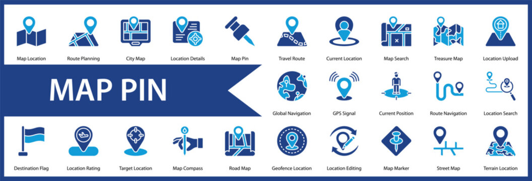 Map Pin web icon set and collection