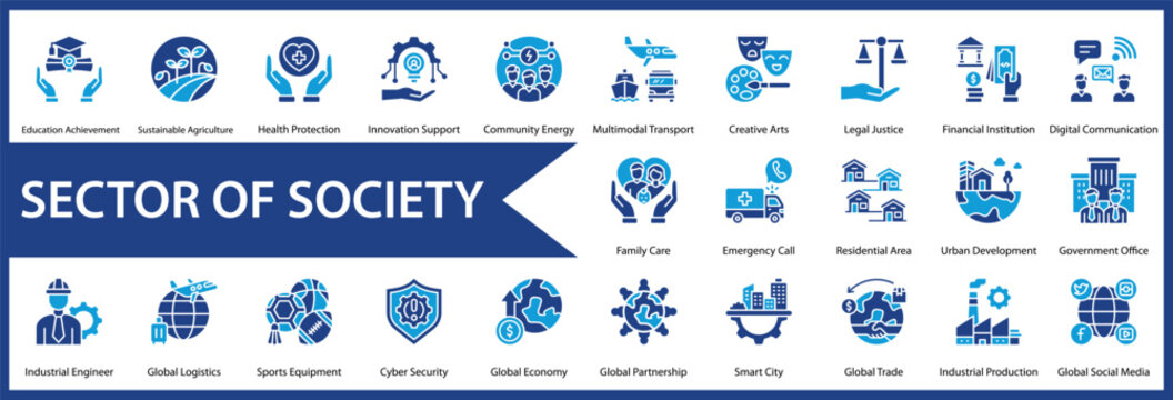 Sector Of Society web icon set and collection